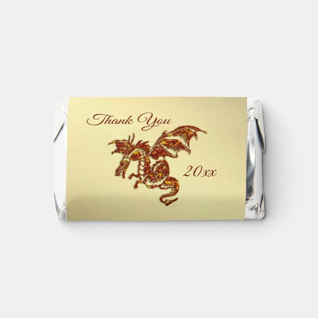 Dragon Gold Thank You Date Names Hershey's Miniatures (Front)