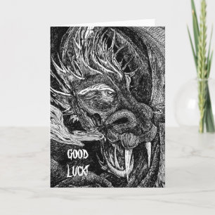 Dragon 'Good Luck!' greetings card front text