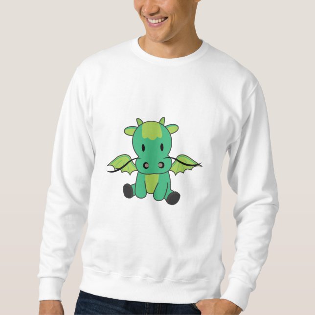 Dragon Green Fairy Tale Fantasy Cute Animals Sweatshirt (Front)