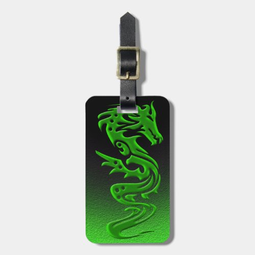 Dragon green luggage tag