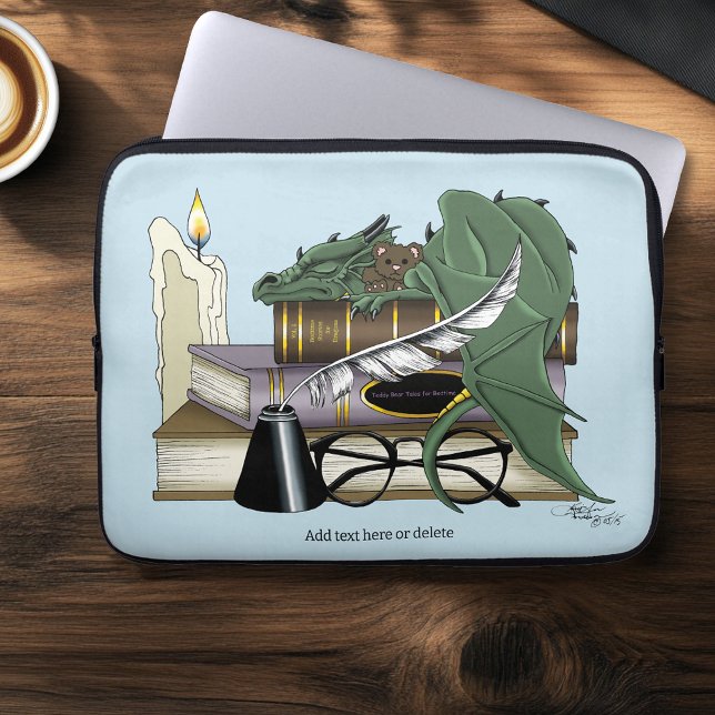 Dragon Green Sleeping Books Laptop Sleeve (Creator Uploaded)