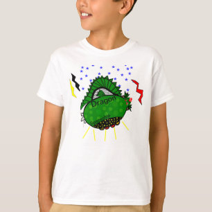 Dragon Green Spaceship Stars Lightning Bolts T-Shirt