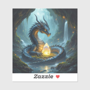 Dragon guarding his diamond in dark cave sticker