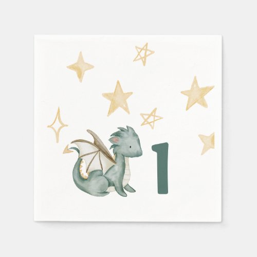 Dragon happy birthday watercolor napkins