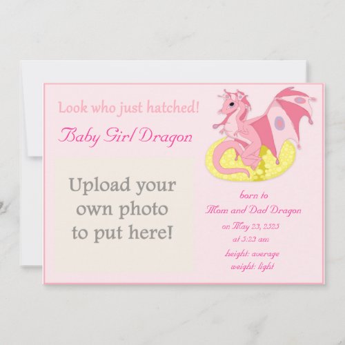 Dragon Hatchling Birth Announcement for Girls