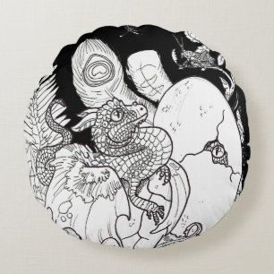 Dragon Hatchlings Round Pillow