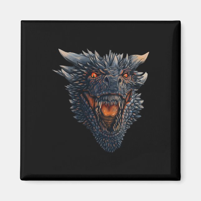 Dragon Head About To Blow Fire On His Enemies  Magnet (Front)