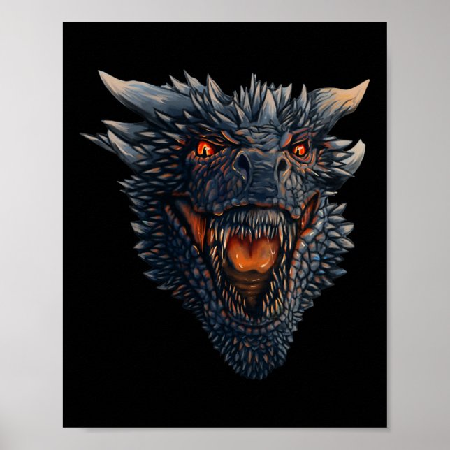 Dragon Head About To Blow Fire On His Enemies  Poster (Front)