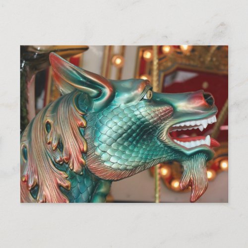 dragon head carousel ride fair image postcard