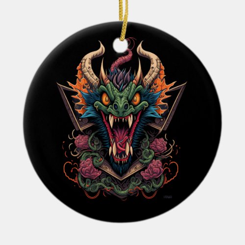 dragon_head_design_illustration ceramic ornament