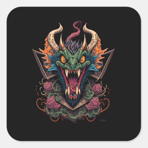 dragon_head_design_illustration square sticker