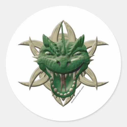 Dragon Head _ Green Classic Round Sticker