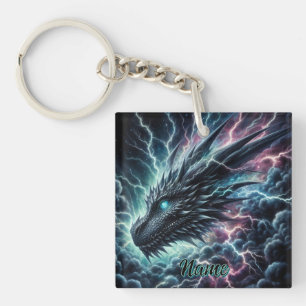 Dragon Head in a Thunderstorm with Lightning Keychain