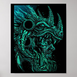 Dragon Head Odin Nordic God God Of War Sons Viking Poster
