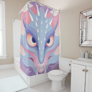 Dragon Head pastel colors whimsical Shower Curtain