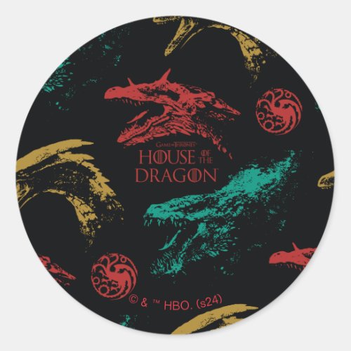 Dragon Head Pattern Classic Round Sticker