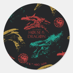 Dragon Head Pattern Classic Round Sticker
