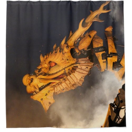 Dragon Head Red Eyes Shower Curtain