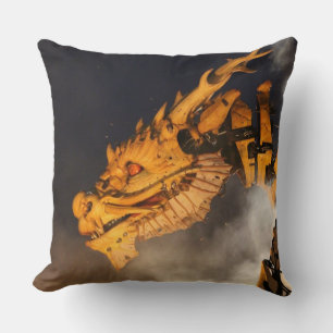 Dragon Head Red Eyes Throw Pillow