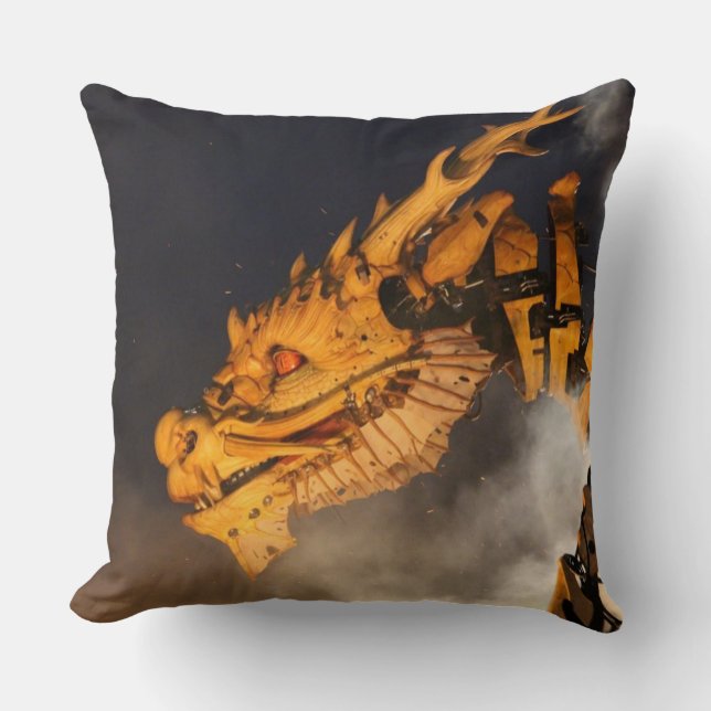 Dragon Head Red Eyes Throw Pillow (Front)