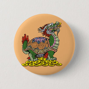 Dragon-headed Turtle sitting on a lot of coins But Button