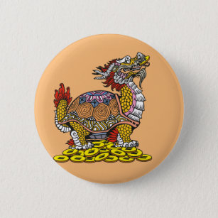 Dragon-headed Turtle sitting on a lot of coins But Button