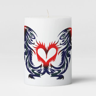 Dragon Heart Colorful Tattoo Style Artwork Pillar Candle