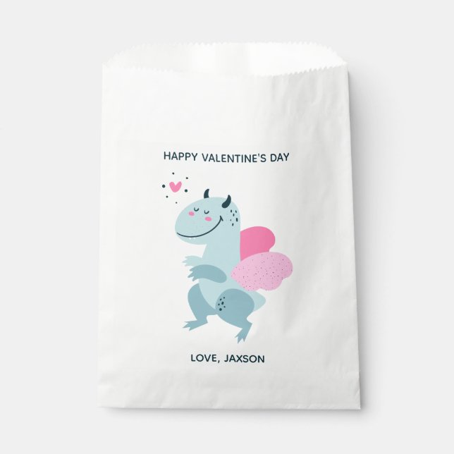 Dragon Heart Cute Personalized Valentine Favor Bag (Front)
