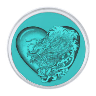 Dragon Heart Silver Finish Lapel Pin