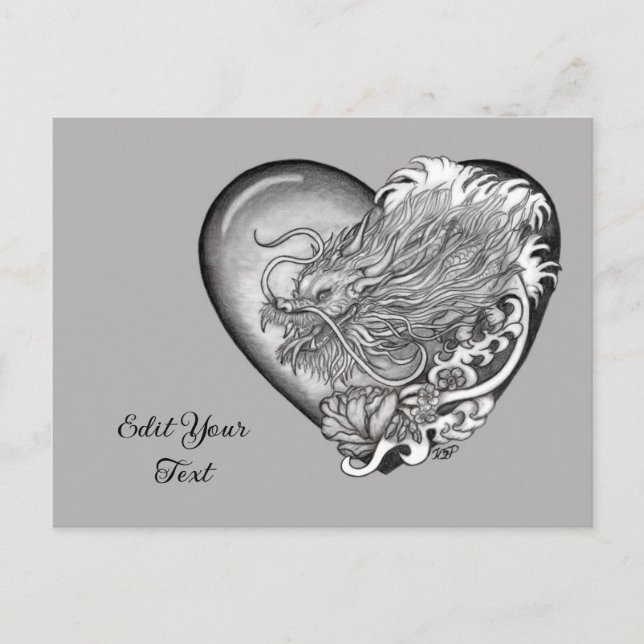 Dragon Heart Tattoo Art Postcard (Front)