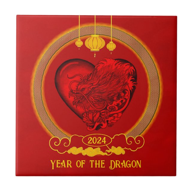 Dragon Heart , Year of the Dragon Ceramic Tile (Front)