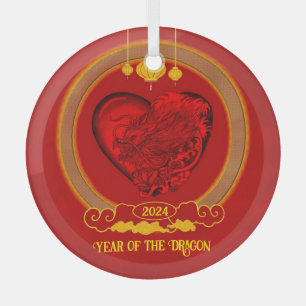 Dragon Heart , Year of the Dragon Glass Ornament