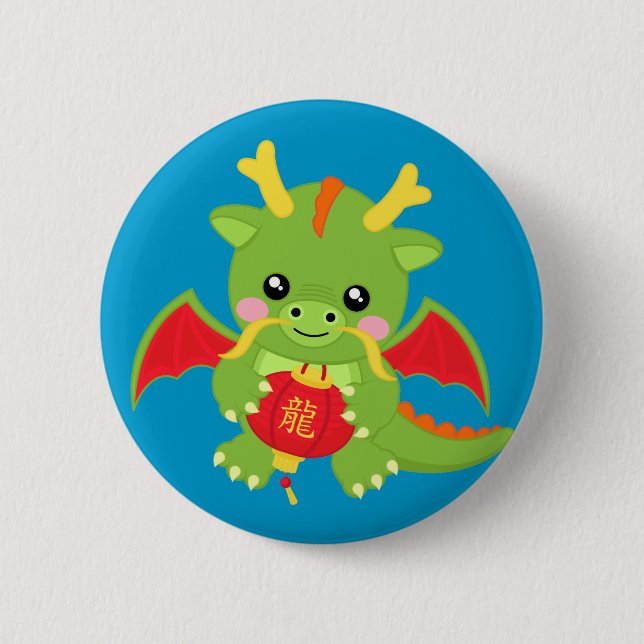 Dragon Holding Lantern Button (Front)