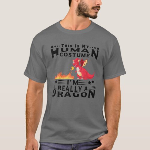 Dragon Human Costume Fire Breathing Magical Wings T_Shirt