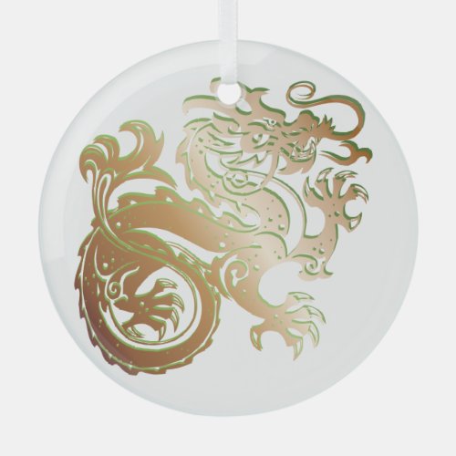 Dragon Icon _ Green Copper _ 1BB Glass Ornament