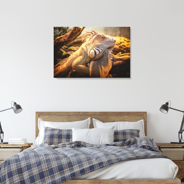 Dragon Iguana name Fred Wrapped canvas Print (Insitu(Bedroom))