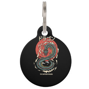 dragon illustration japanese pet ID tag