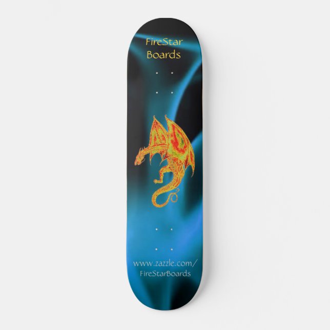 Dragon in Blue Flames Skateboard Deck (Front)
