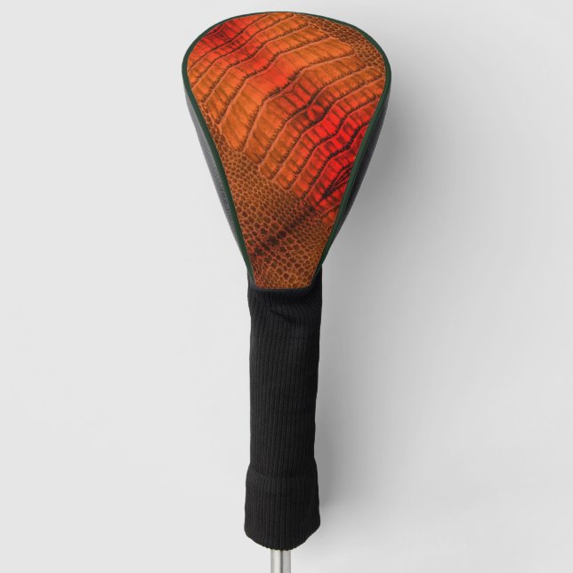 Dragon in Bright Orange Faux Leather Golf Head Cover (Front)