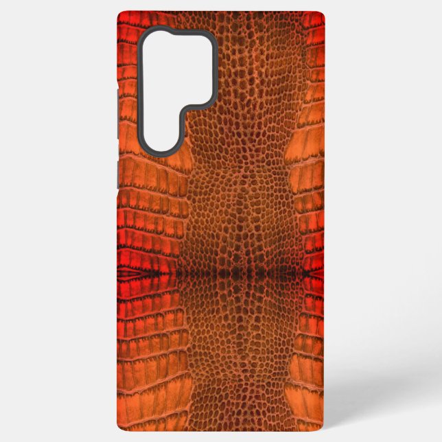 Dragon in Bright Orange Faux Leather Samsung Galaxy Case (Back)