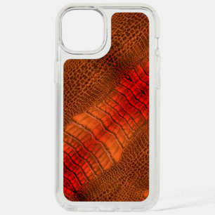 Dragon in Bright Orange Faux Leather iPhone 15 Plus Case