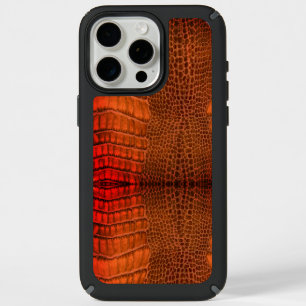 Dragon in Bright Orange Faux Leather iPhone 15 Pro Max Case