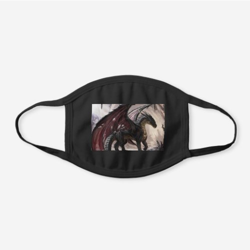 Dragon In Cave Black Cotton Face Mask