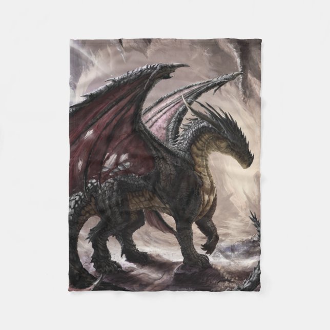 Dragon In Cave Fleece Blanket (Front)