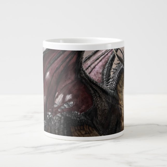 Dragon In Cave Giant Coffee Mug (Front)