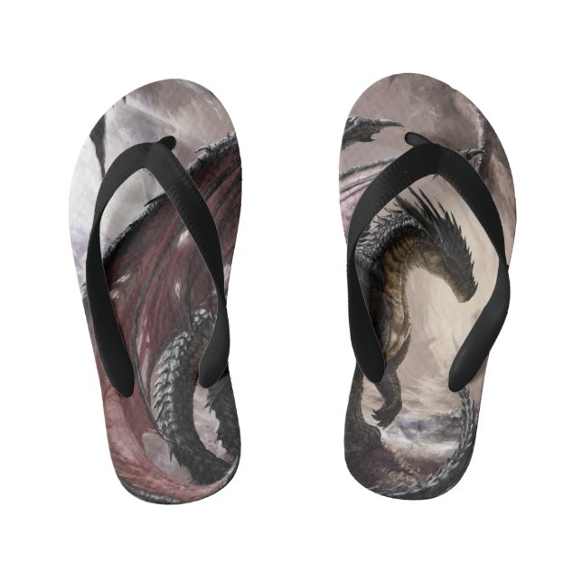 Dragon In Cave Kid's Flip Flops (Footbed)