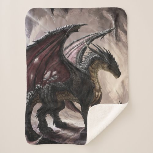 Dragon In Cave Sherpa Blanket