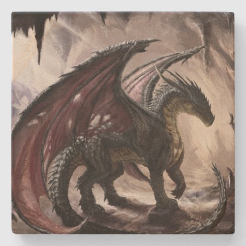 Dragon In Cave Stone Coaster