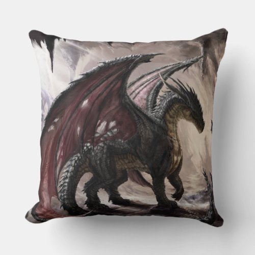 Dragon In Cave Throw Pillow