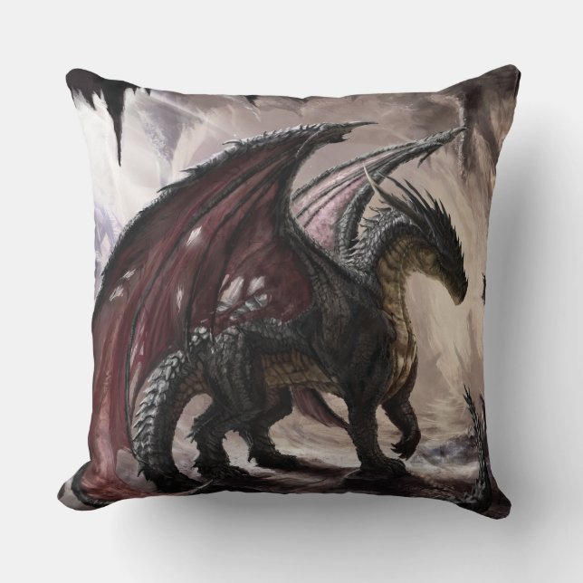 Dragon In Cave Throw Pillow (Front)